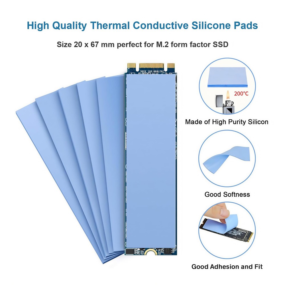 12 Pack Thermal Conductive Silicone Pads Soft Safe Apply SSD CPU GPU Blue