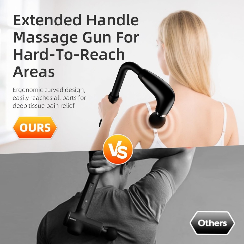 Massage Gun with Upgraded Extension Handle,Back Massage Gun Deep Tissue,Back ...