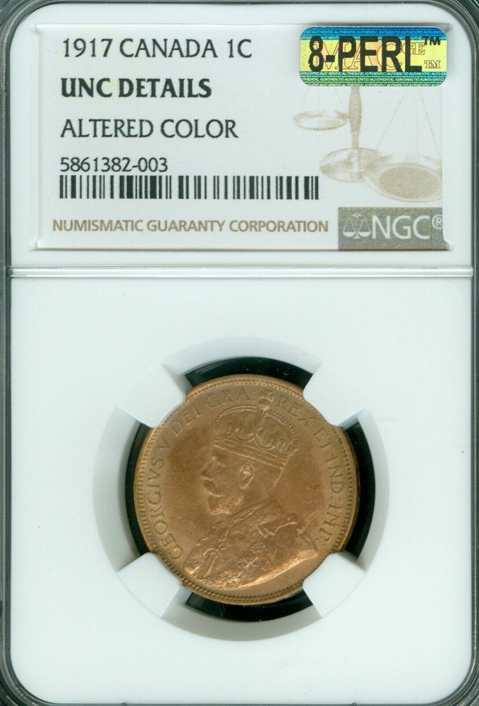 1917 CANADA LARGE CENT NGC MS65 RB DETAILS MAC 8PERL FIRST STRIKE *
