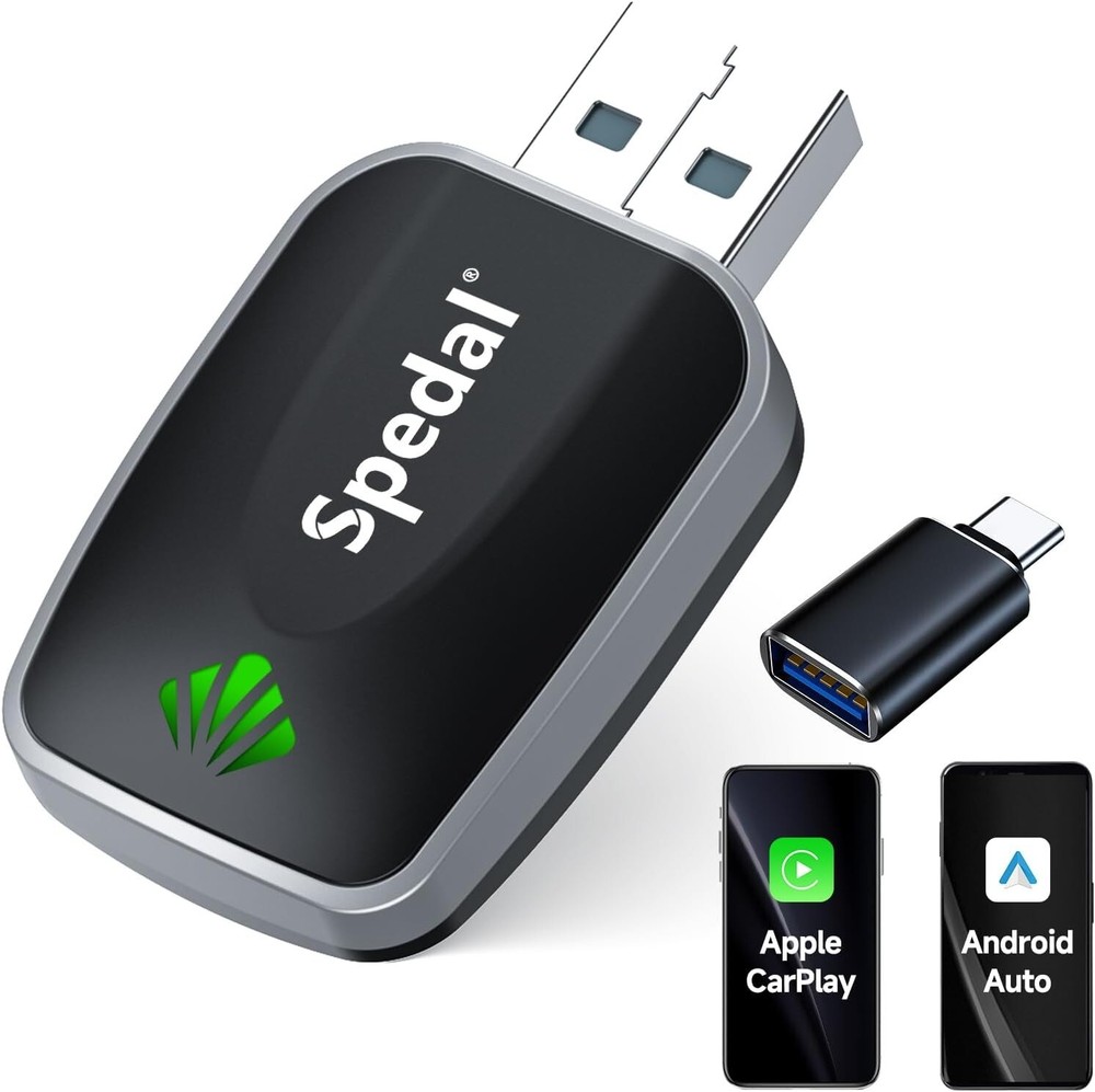 Mini Wireless CarPlay & Android Auto Adapter , 2-in-1 Plug & Play Dongle