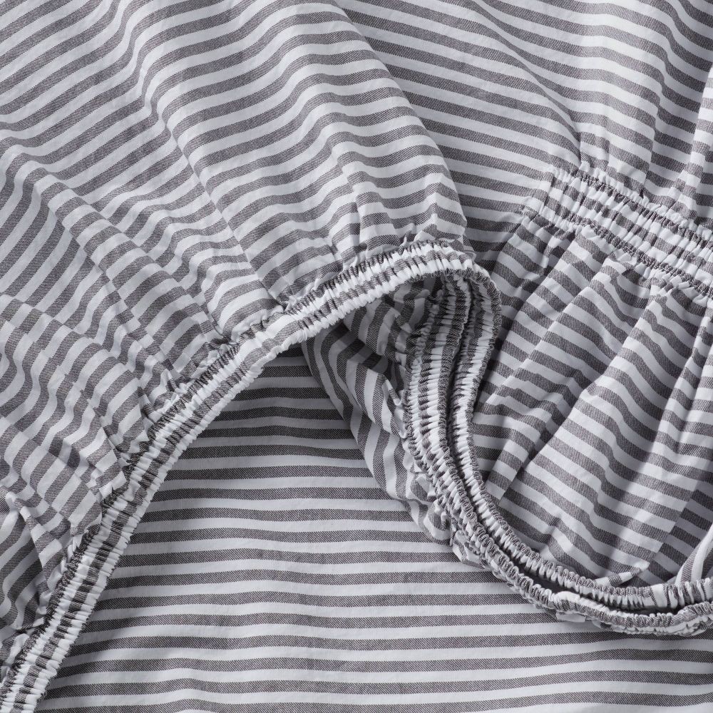 King Organic Percale Sheet Set Charcoal/White Stripe - Threshold