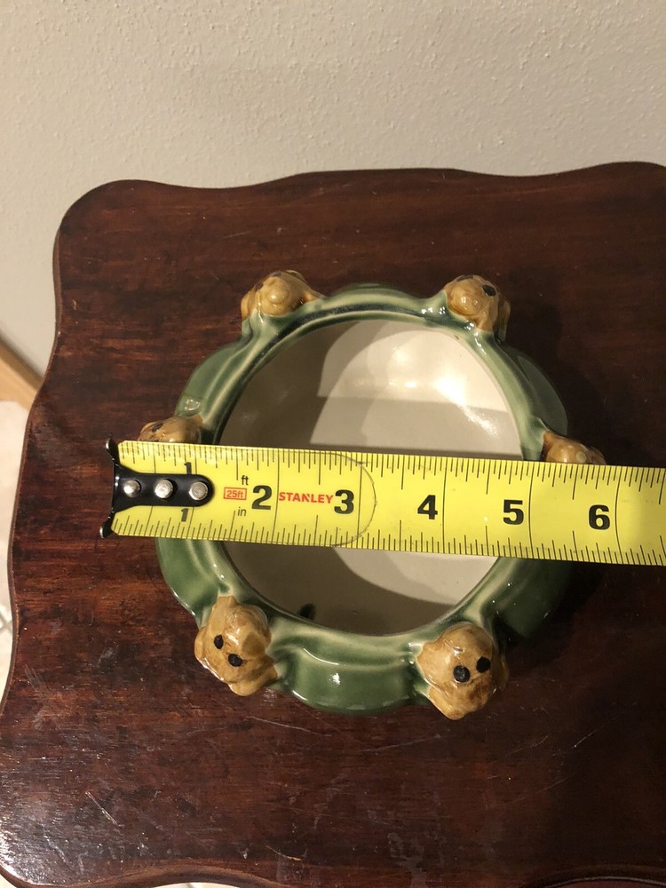 Majolica Frogs planter Asian pottery EUC