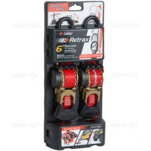 Caliber 13412 Retrax Auto Retractable Ratchet Straps 2-Pack