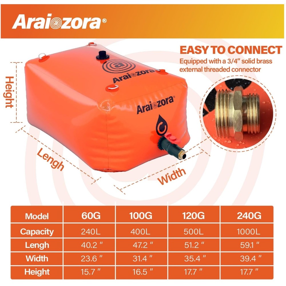 Large Capacity Soft Water Container 120 Gal Foldable Tank