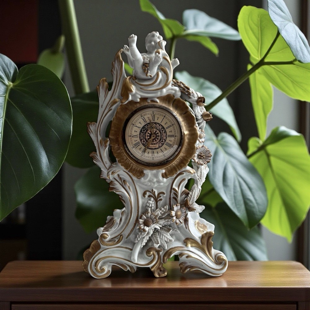 Capodimonte Baroque Porcelain Mantel Clock