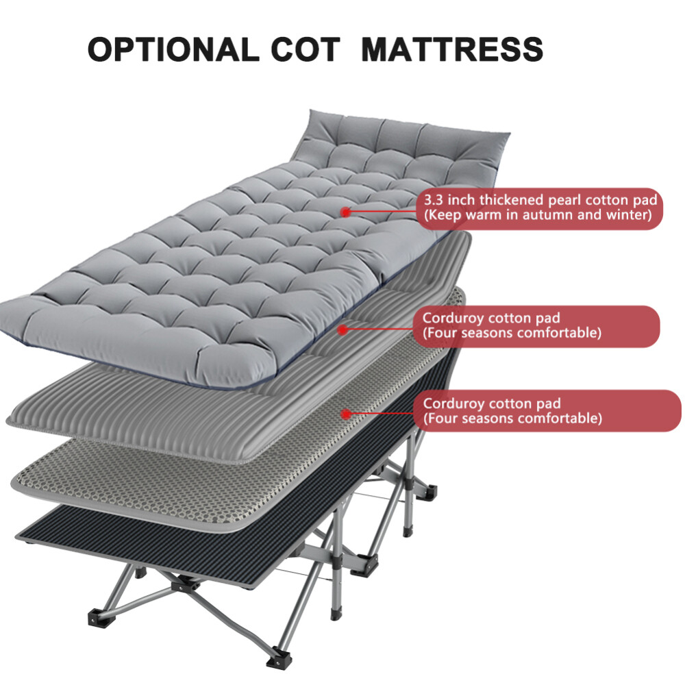 MOPHOTO Camping Cot with Thick Pad Camping Bed Folding Cot 600LBS(Max Load)