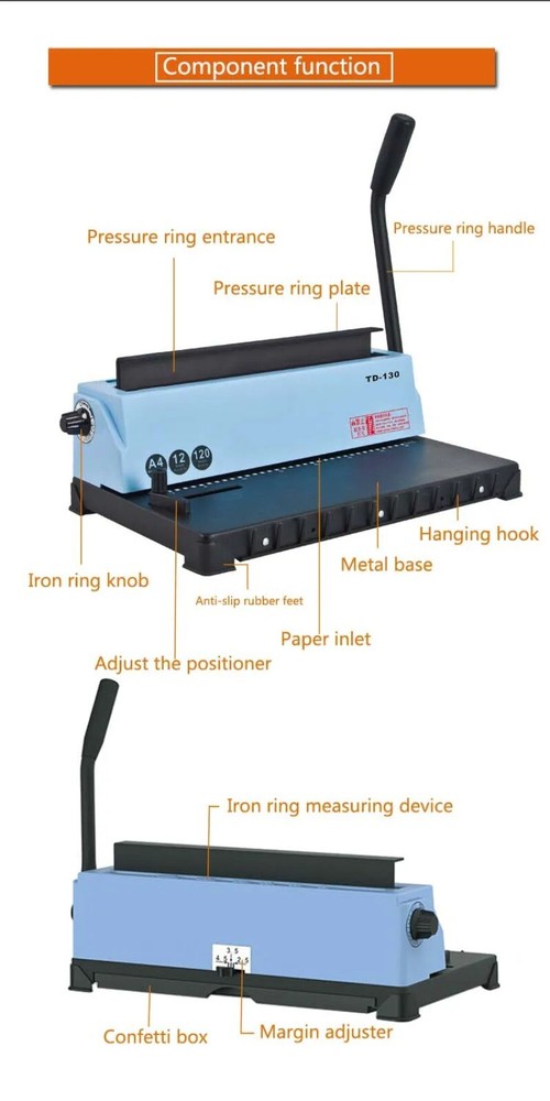 A4 Paper Binder Puncher Machine Binding Machine TD-130 Binding Punching Machine