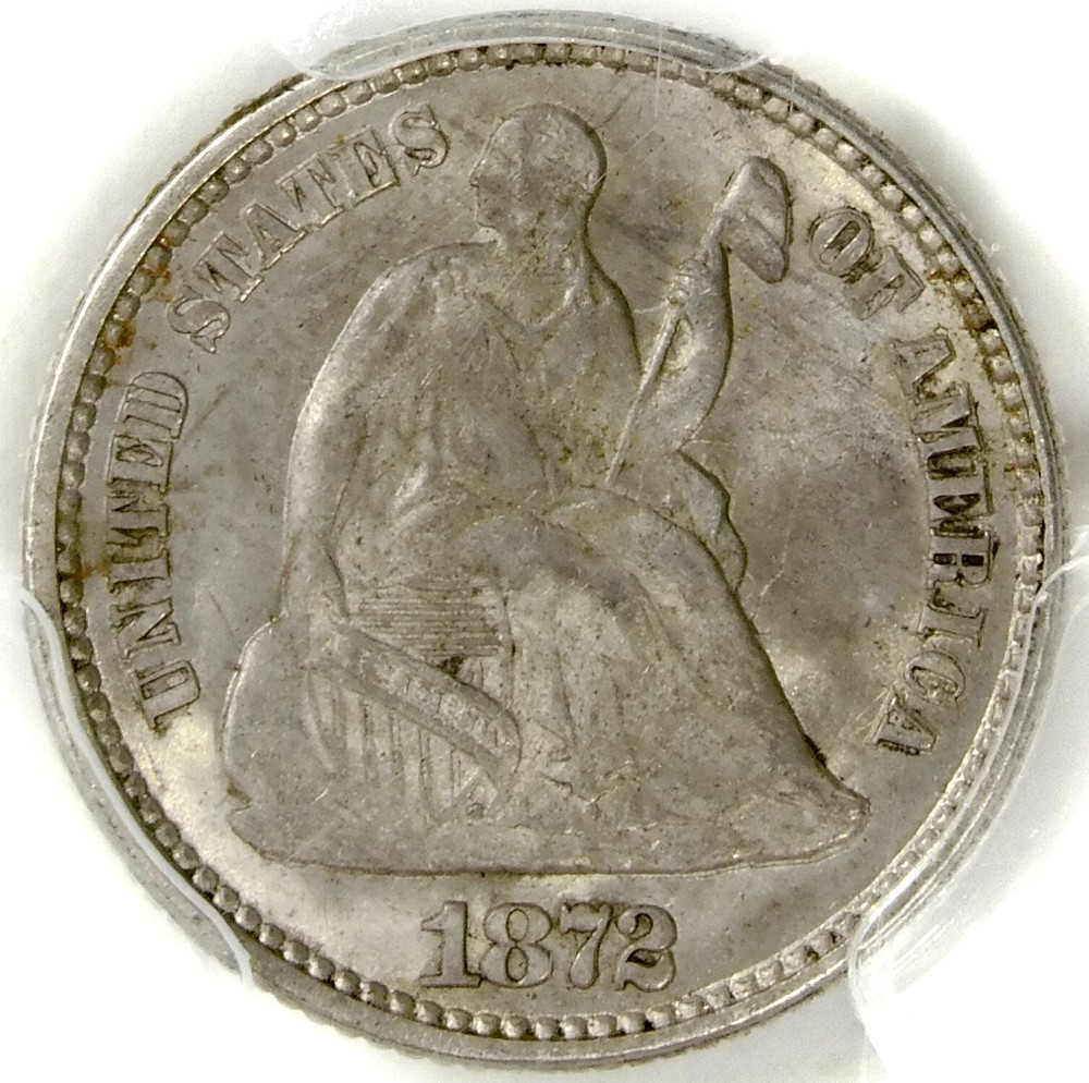 ❤️🗽😍💙🤍PCGS MS63 1872 SEATED HALF DIME