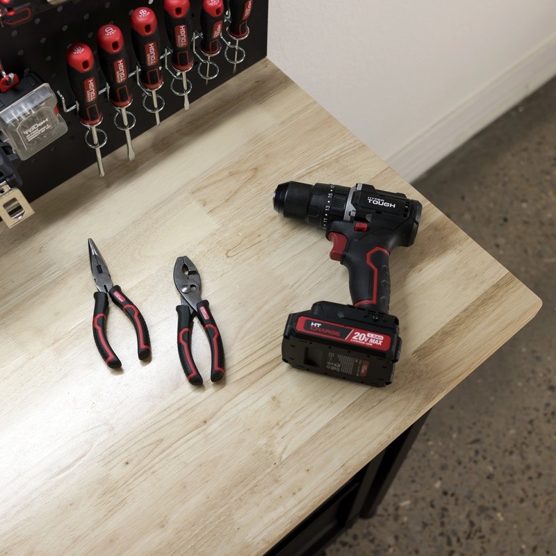 36 Inch Heavy Duty Workbench W/ Pegboard LED Light Garage Workshop Storage New