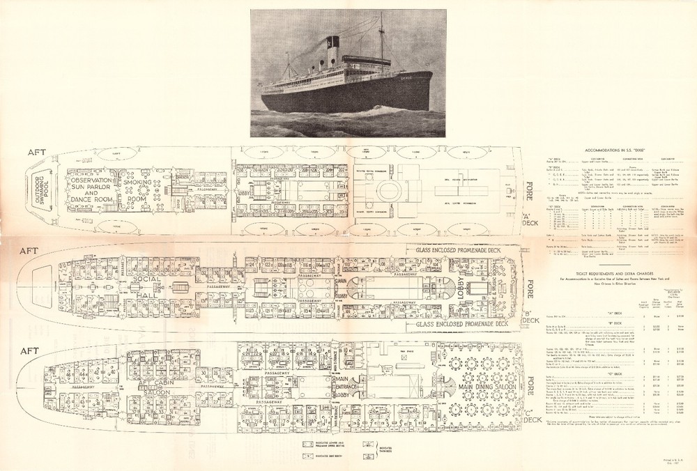 Southern Pacific (Morgan Line) SS DIXIE Ship Plan
