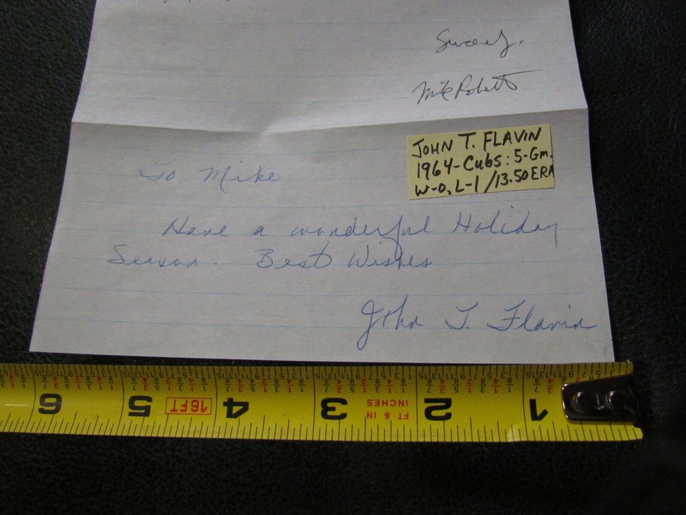 John Flavin Autographed Letter JSA Auction Certified