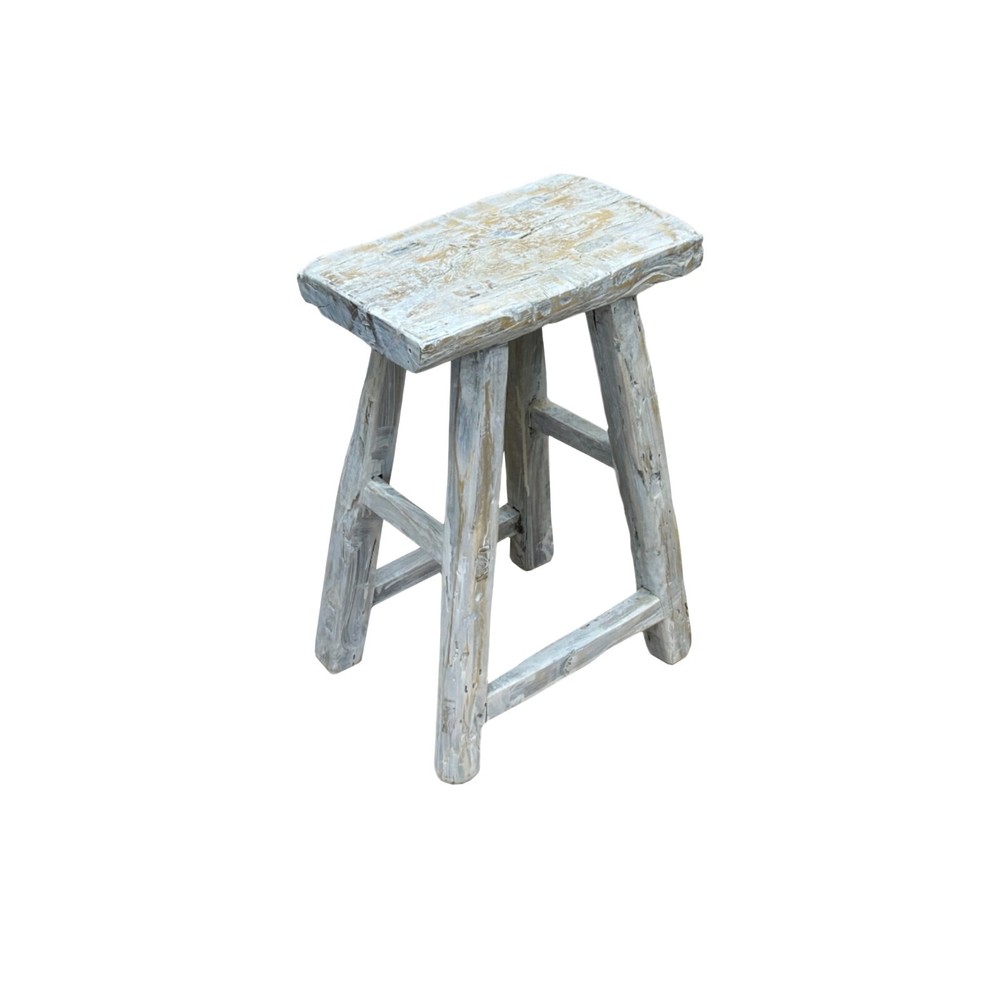 Rustic Raw Rough Wood Grain Rectangle Slim Stool Bench Side Table ws4583