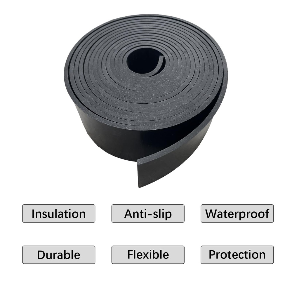 Solid Rubber Strips 1/8 (.125)" Thick X 2" Wide X 10'Long, Solid Rubber Sheet