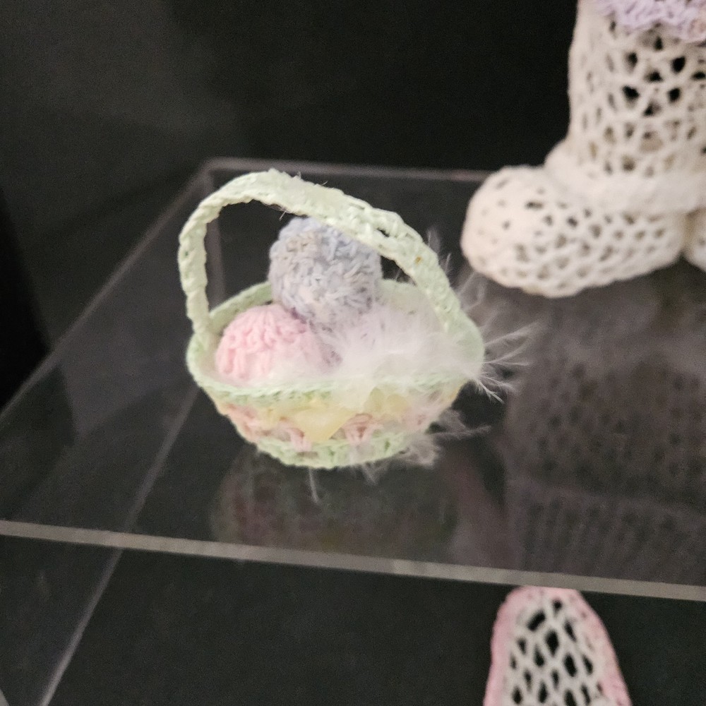Crochet Easter Bunnies & Basket Of Eggs Spring Needs Repaired