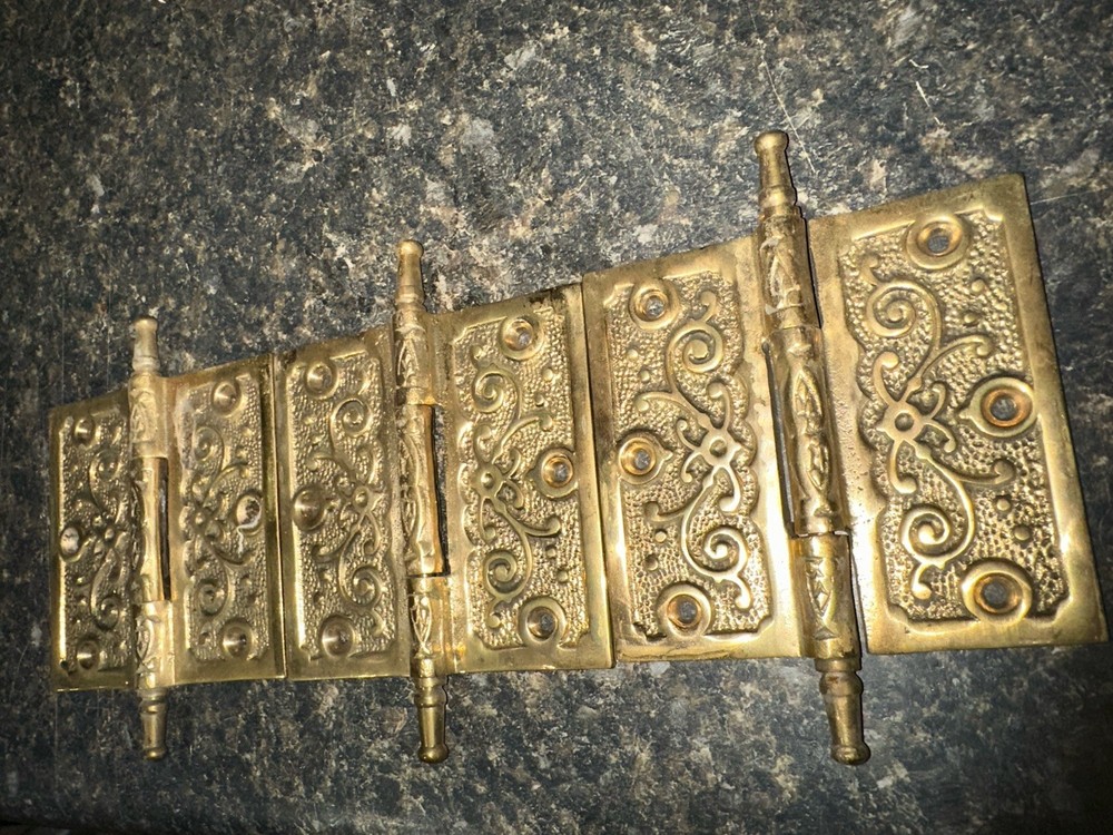 3 Vintage Brass Door Hinge Hardware.