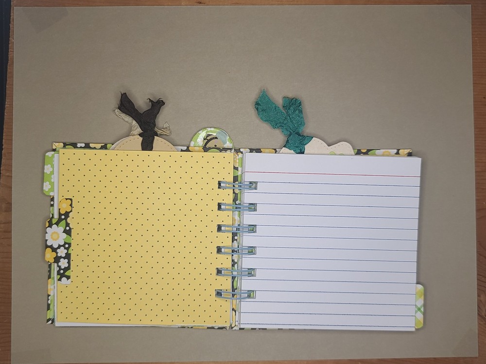Little cinched journal notebook, Spring, handmade