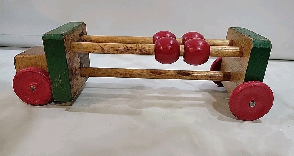 Vintage 1950s "Peg A Way" Wooden Pull Toy A Right Time Toy Missing Pull String
