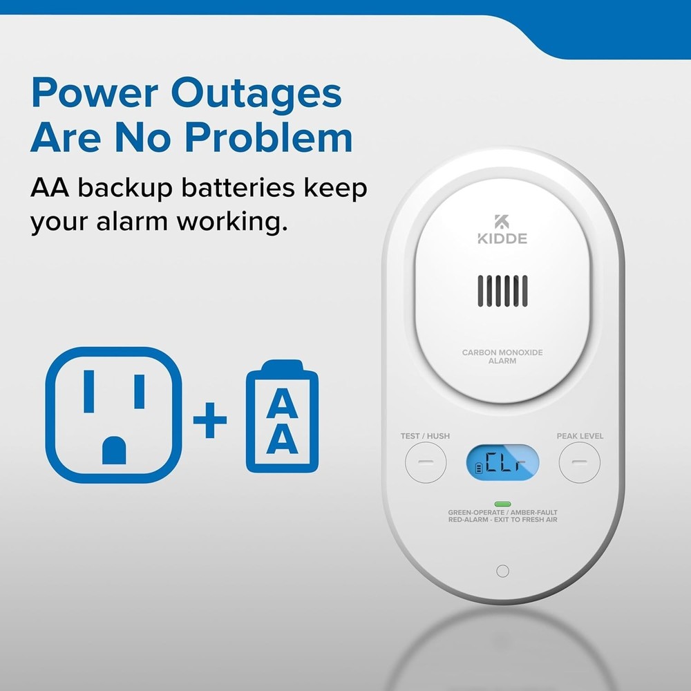 Kidde Carbon Monoxide Detector, Plug-in with AA Battery Backup, Easy-to-Read Dig