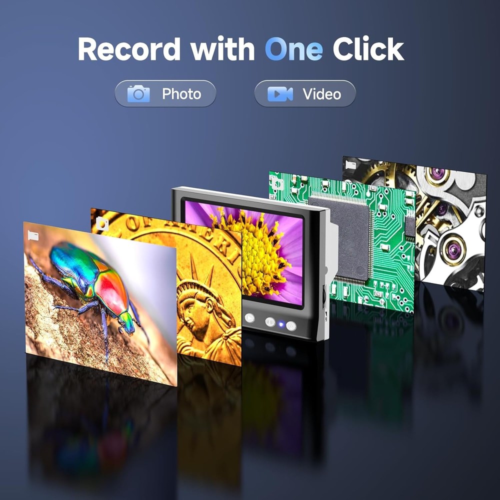 LPM7 4.3" Coin Microscope, IPS Digital Microscope for Adults, Black