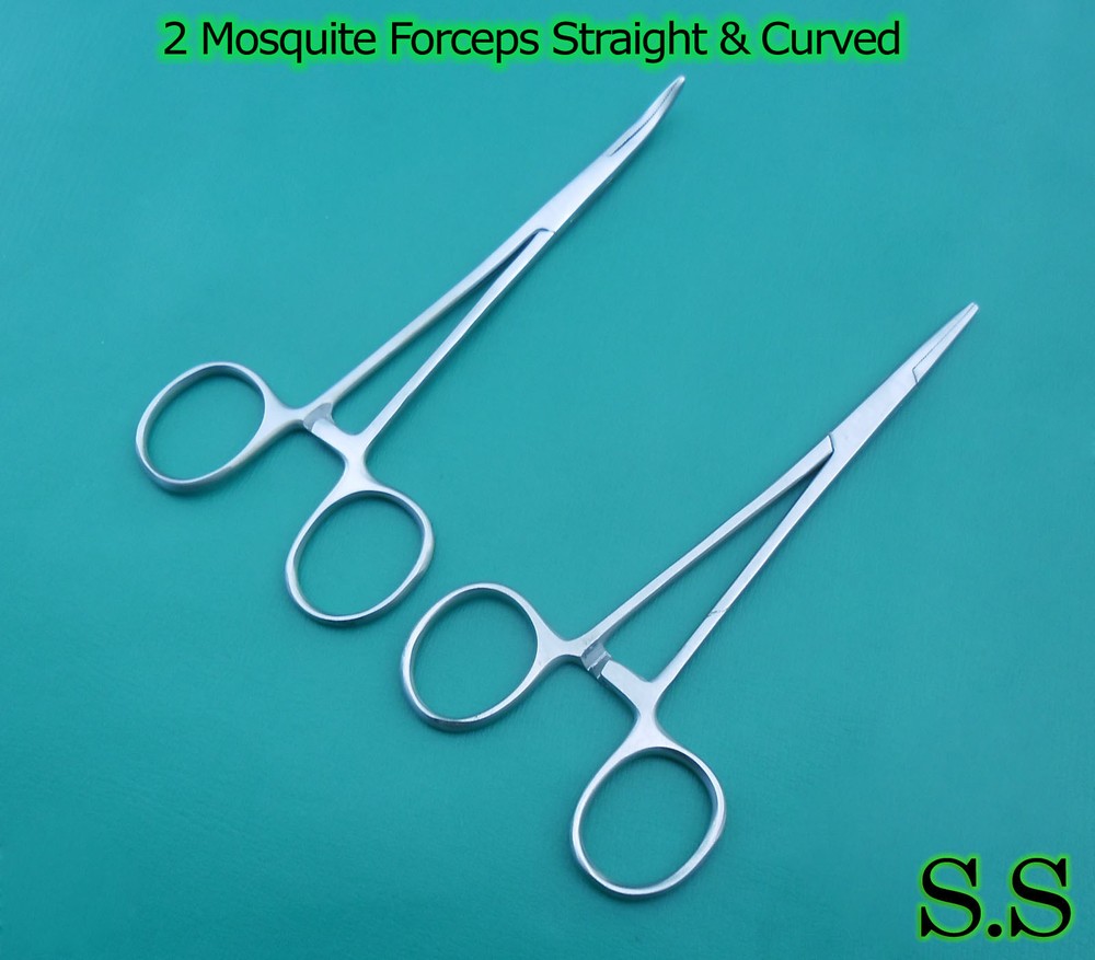 2 MOSQUITO HEMOSTAT LOCKING FORCEPS CVD/STR 5 "