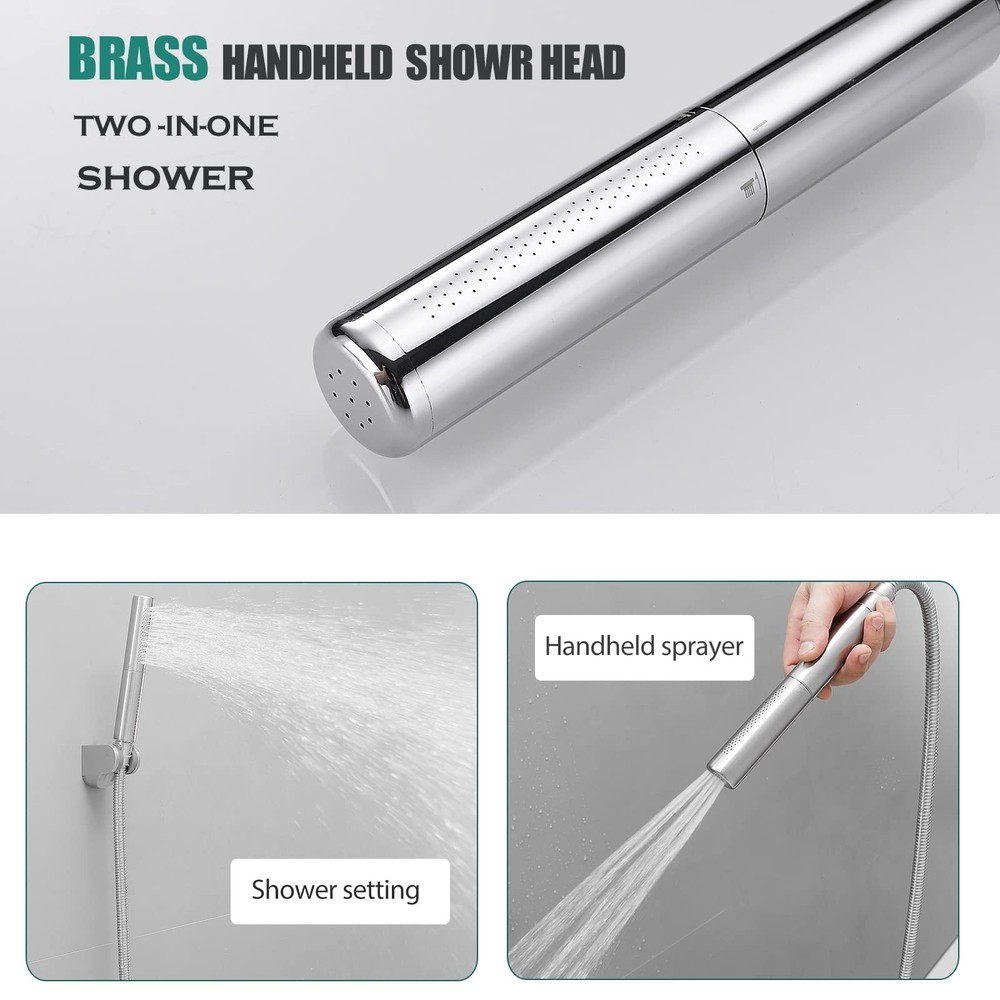 Homipro Chrome Brass 2 In 1 Function High Flow Handheld Polished