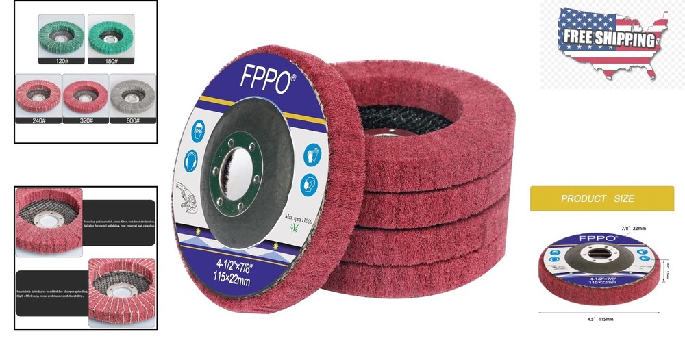 Durable 4.5" Nylon Flap Discs 320 Grit for Versatile Grinding & Polishing