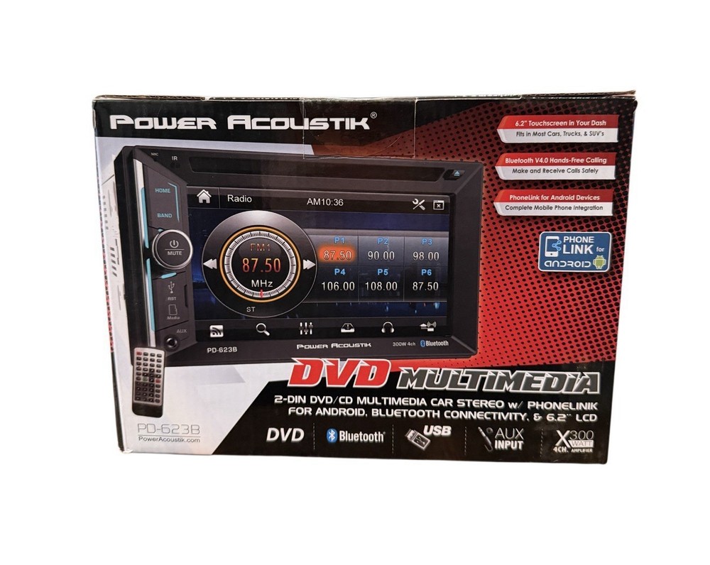 Power Acoustik PD-623B 2-DIN Source Unit With Bluetooth/6.2" LCD,BLACK