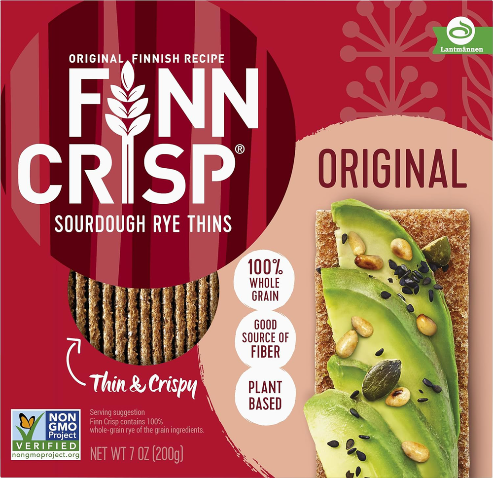 Finn Crisps Original Rye Crispbread 7oz, 18 Pack Bulk Order | Thin, Crispy Rye |