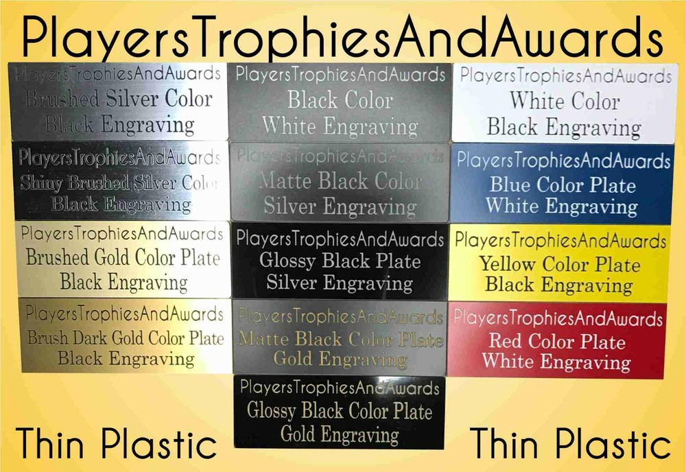 Name Plate 2.5 x 2.5 THIN PLASTIC Custom Engraved Trophy Name Tag Proof Incl
