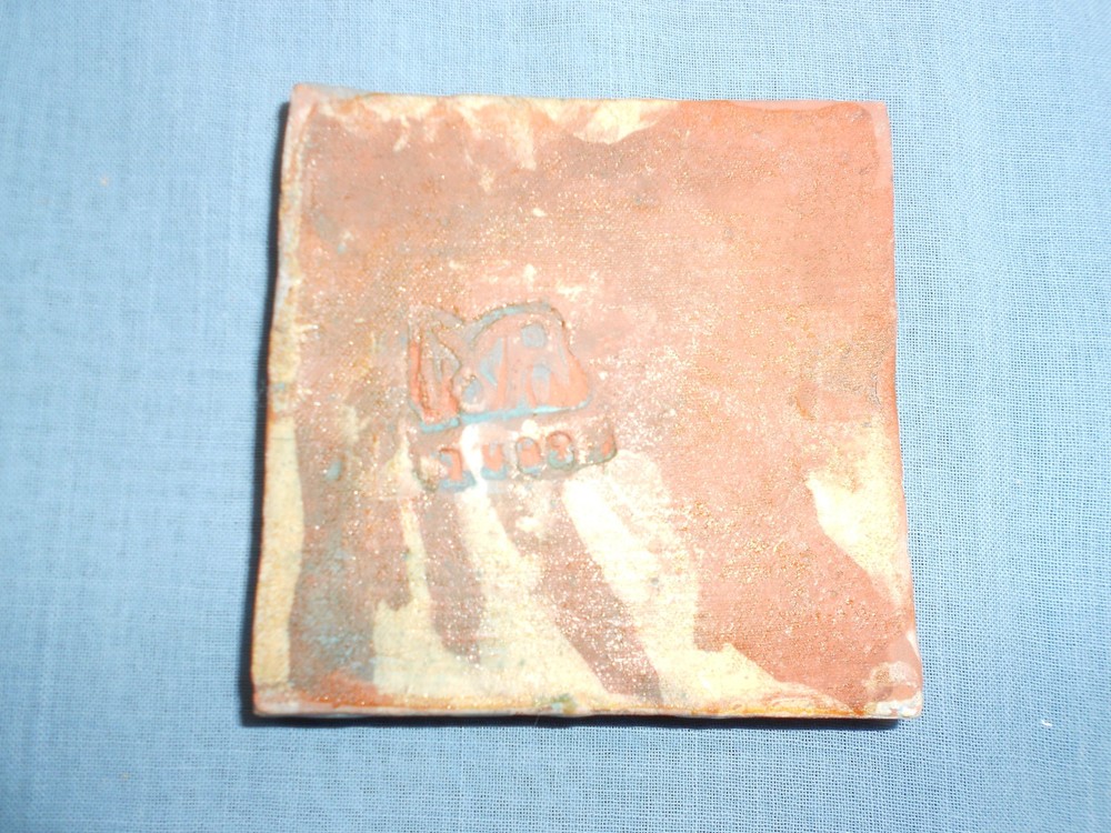 Tile Moravian Pottery arts and craft style signed MR dated 1998