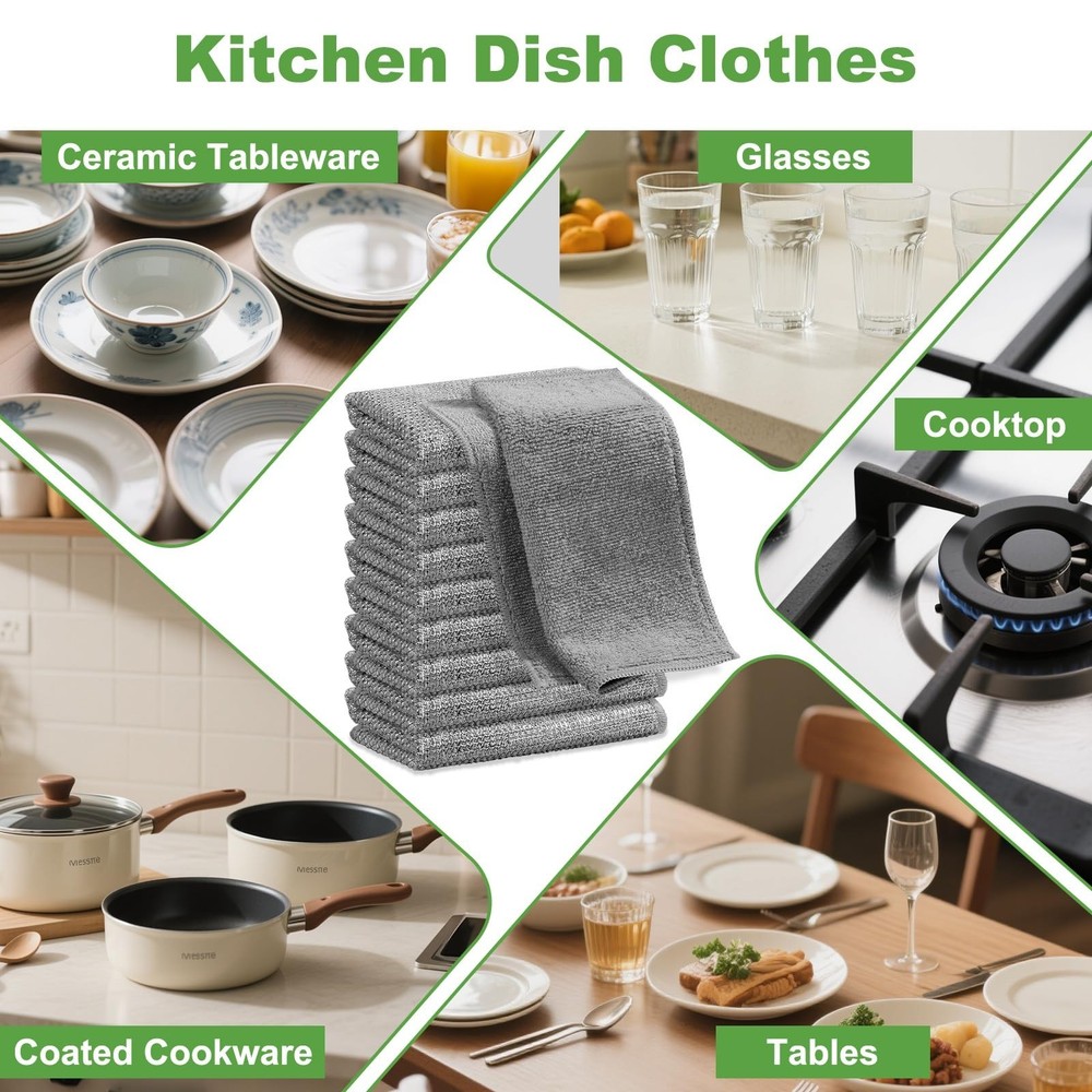 10 Counts Multipurpose Wire Dishwashing Rag,Non Scratch Wire Dishcloth,Microf...