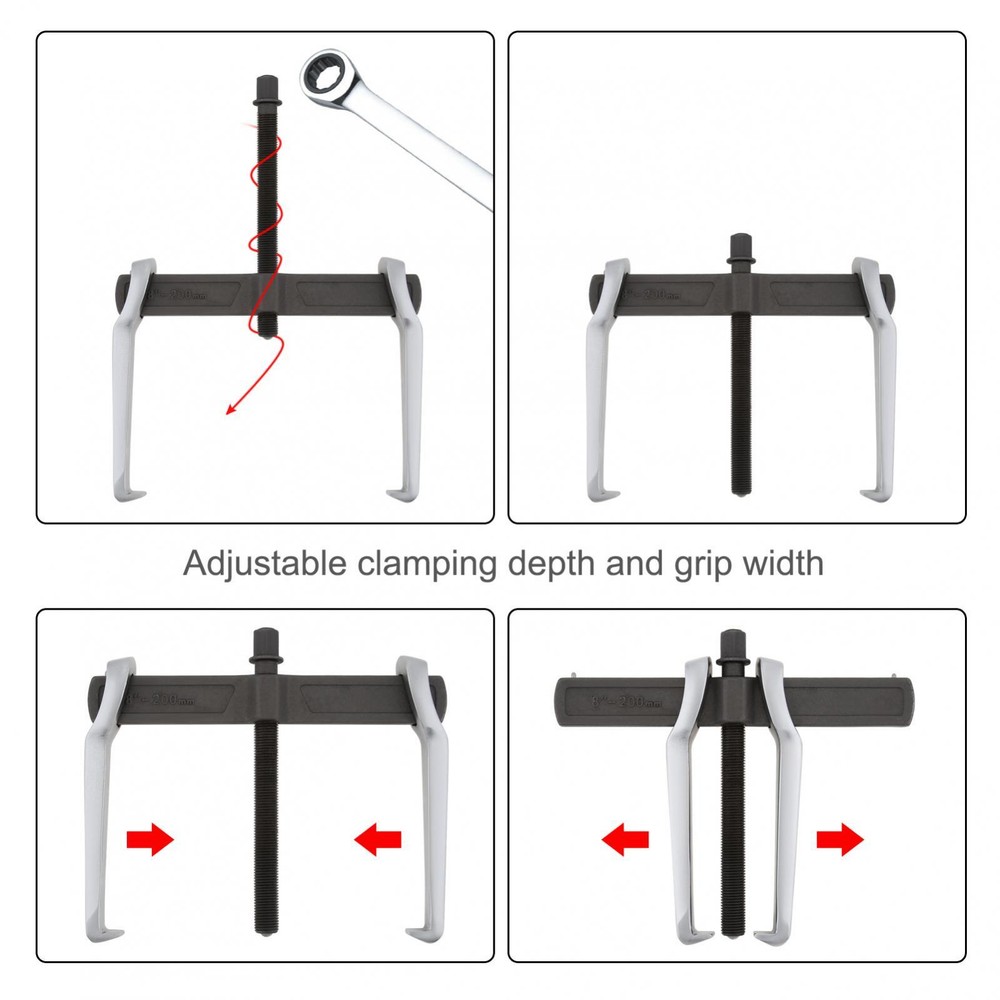 8 Inch 2-Jaw Gear Puller Reversible for External Internal Pulling, Single Hook