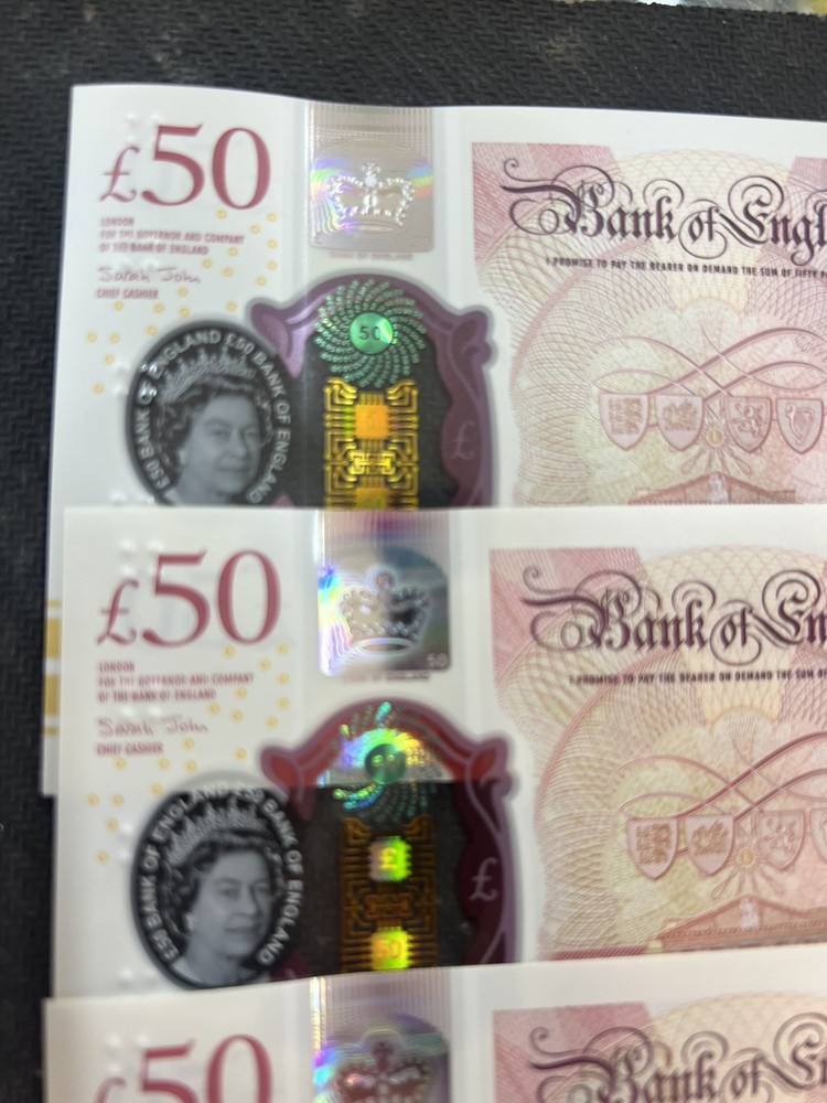 X4 Consecutive £50 Notes QEII UNCIRCULATED Sarah John #4