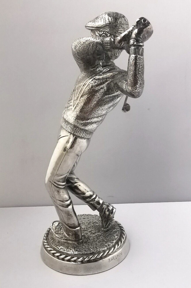 Large 8 Inch Solid Silver Golfer Figurine Or Trophy - Sheffield 1987