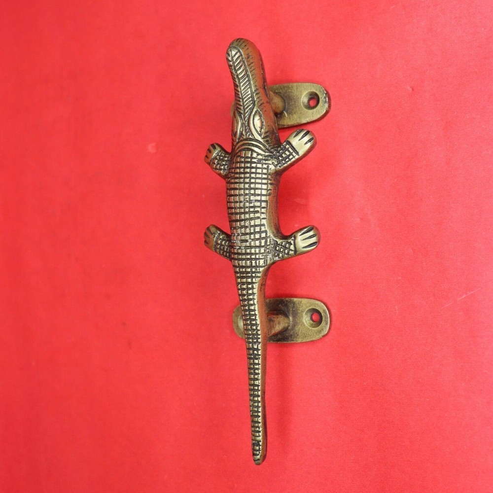 Crocodile Alligator Shape Vintage Style Handcrafted Brass Door Pull Handle
