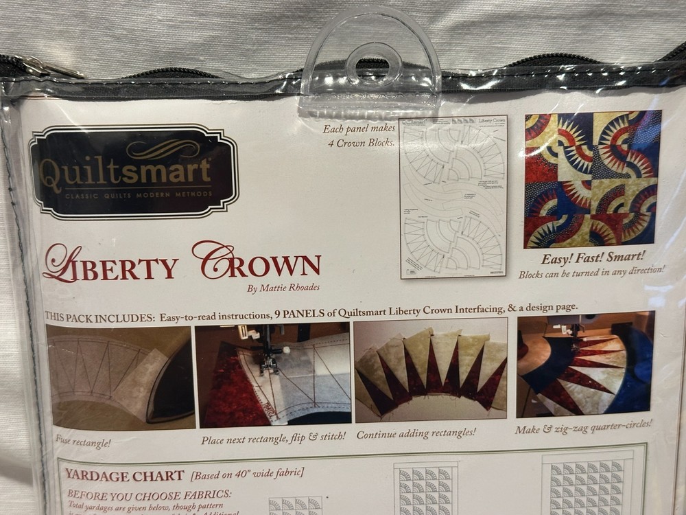 QUILTSMART LIBERTY CROWN Mattie Rhoades Pattern & Printed Interfacing NEW $52
