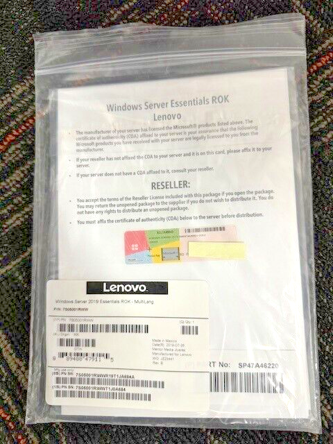 ✅ Microsoft Windows Server 2019 Essentials - 1-License - OEM ROK - 7S05001RWW