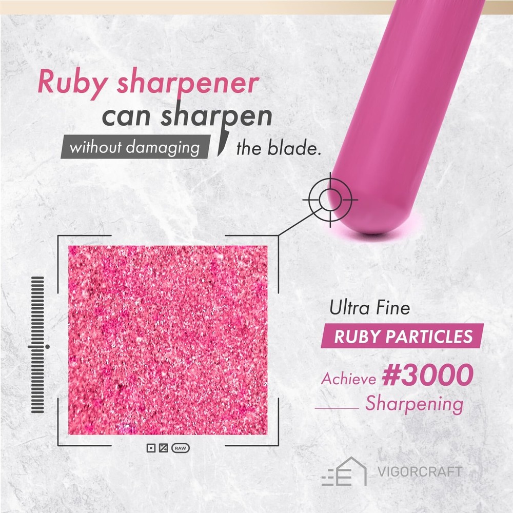 Ruby Sharpener Rod: Durable Knife Sharpener, Harder Than Steel Honi... Fast Ship