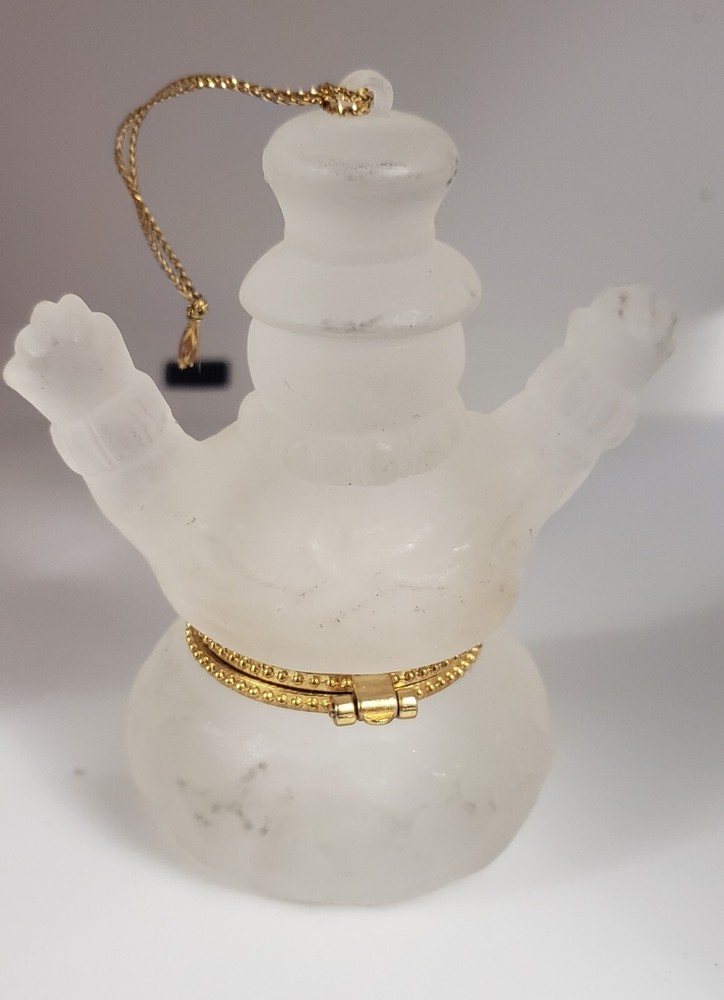Frosted clear 4" snowman hinged trinket box #63