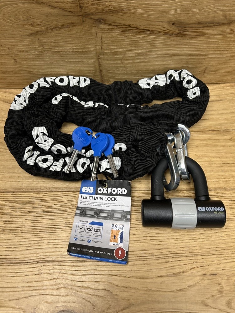Oxford HS High Security Chain Lock 1.5M Secure Bicycle Silver - HAL113 NEW