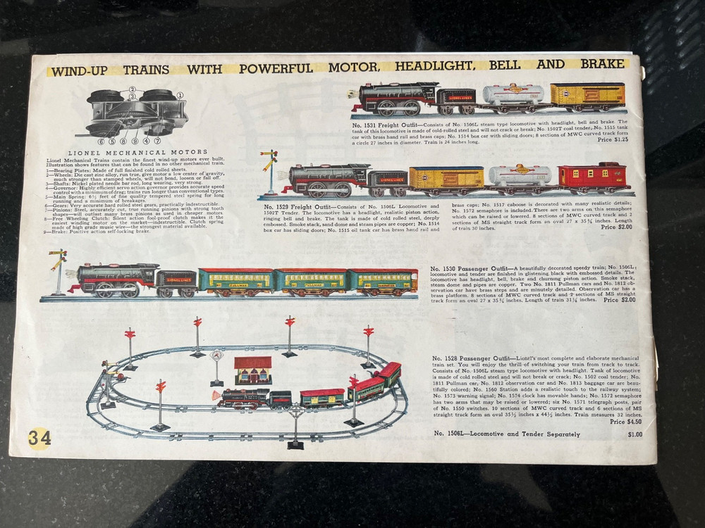 Prewar Lionel 1934 Original Catalog