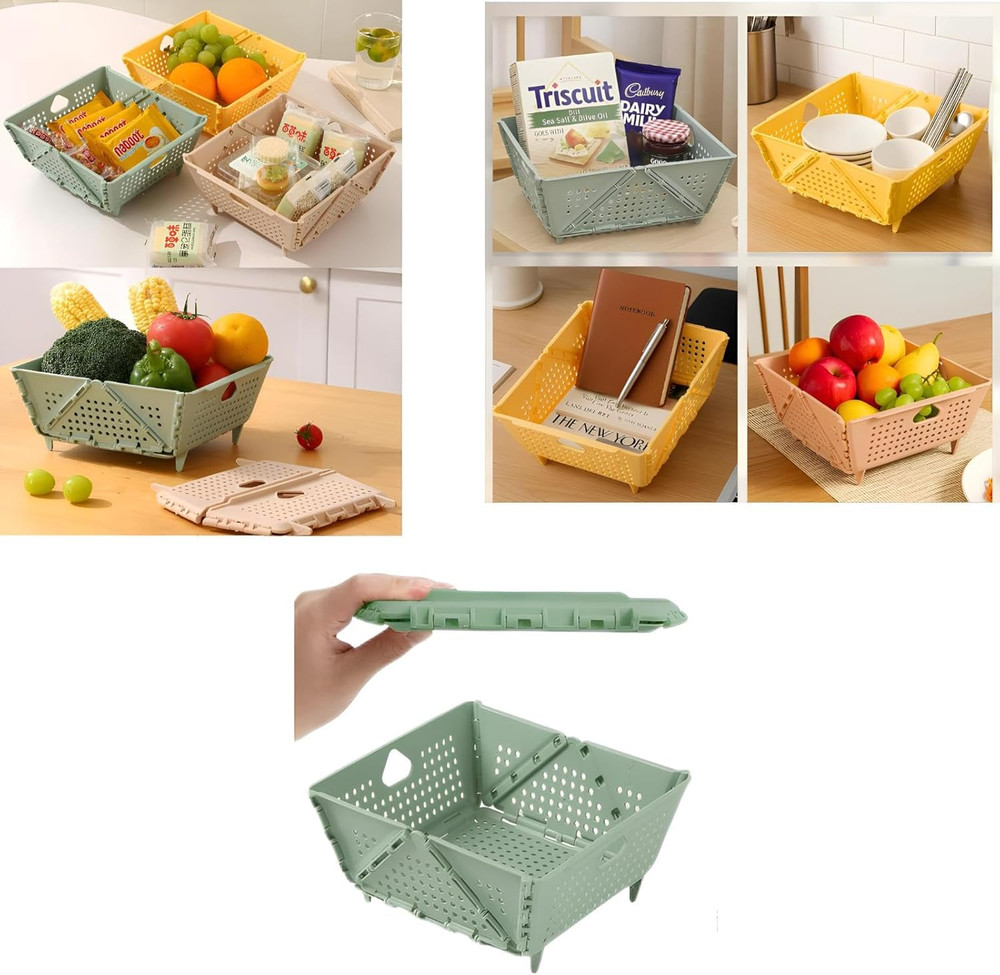 Thickened Collapsible Multifunctional Colander for Kitchen, Wash Foldable Storag