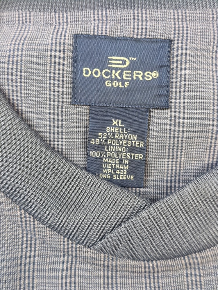 Dockers Golf Lined Weather Resistant Plaid Pullover Windbreaker Mens XL LS