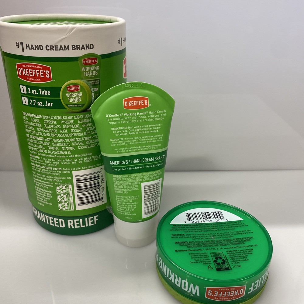 O’KEEFFE’S Working Hands Cream Value Pack 2.7 Oz Jar & 2 Oz