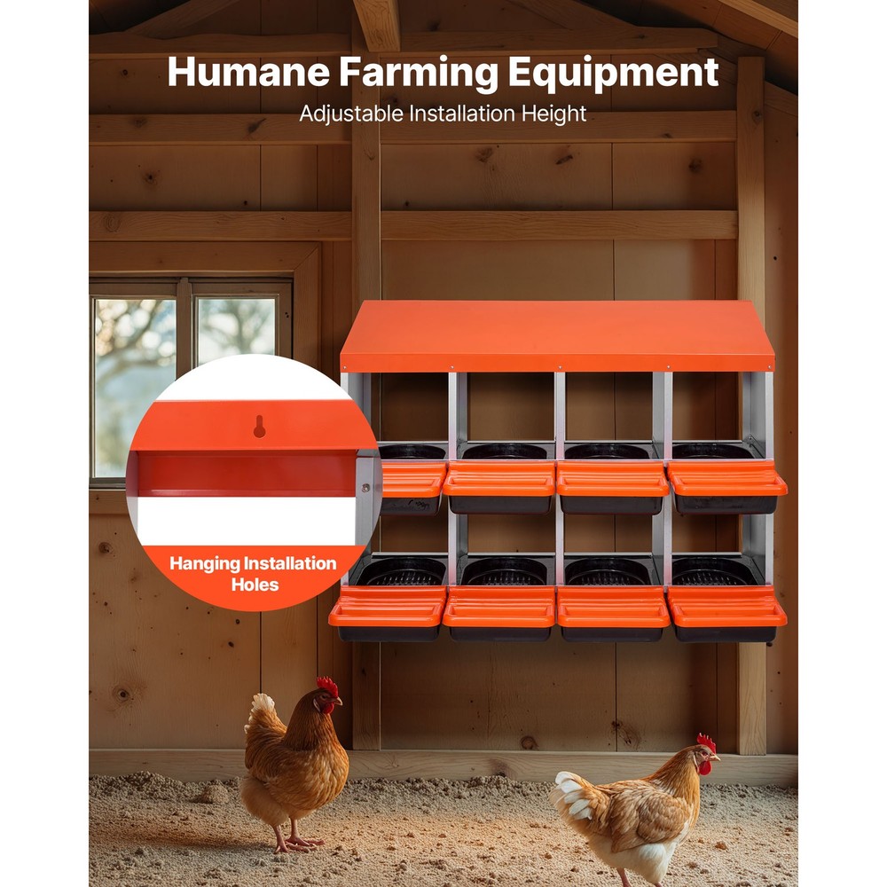 Uimoso 2-Tier Chicken Nesting Box with 8 Compartments for Egg Collection
