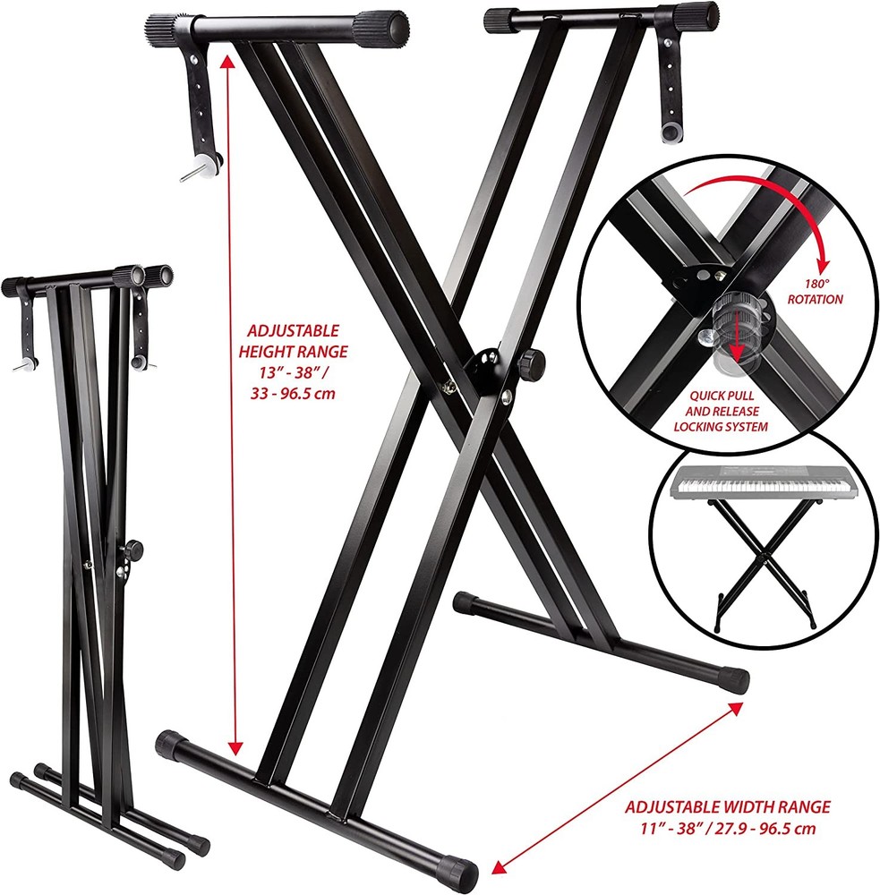 MR DJ KS650 2 Tier Doubled Keyboard Stand Adjustable Locking Straps & Quick