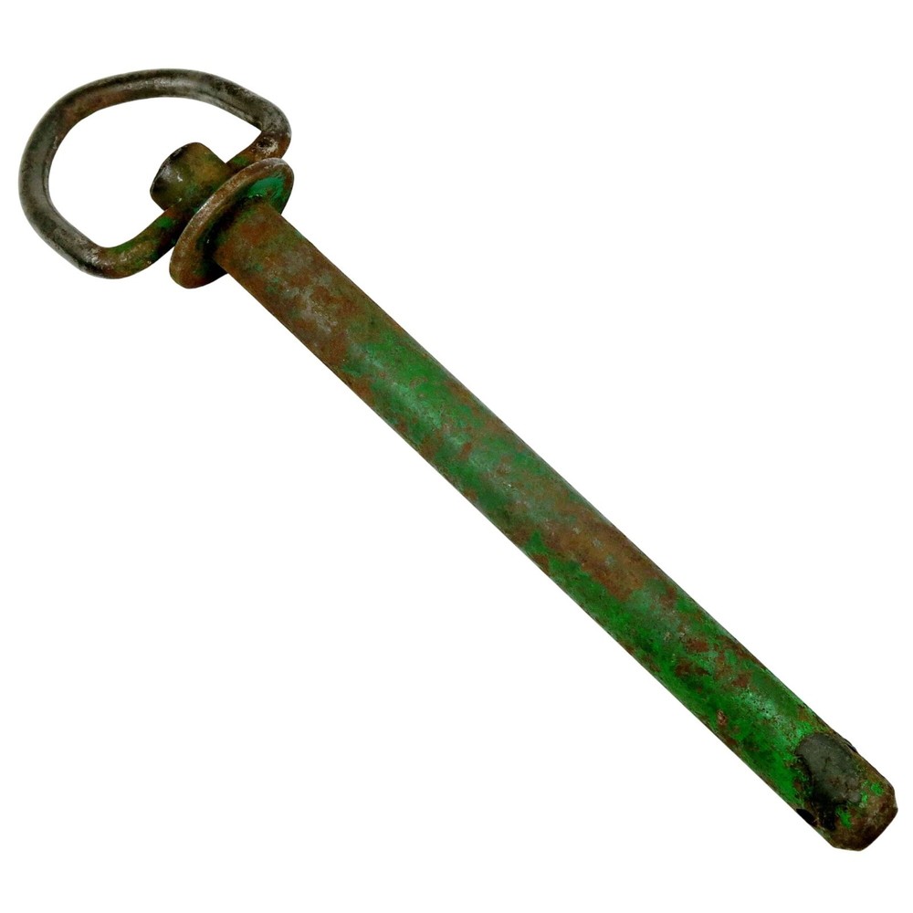Vintage 9" Hitch Pin, Green Paint, Loop End, Farm Implement Hardware, Unmarked