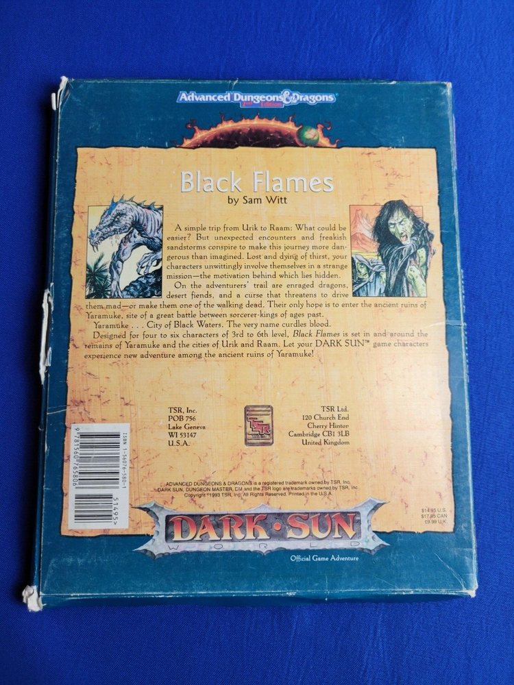 AD&D Black Flames Adventure Module - Dark Sun 2417