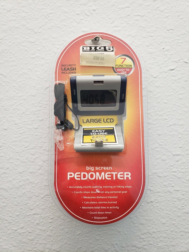 SPORTLINE Big Screen Pedometer 7 Functions With Security Leash counts steps/cal