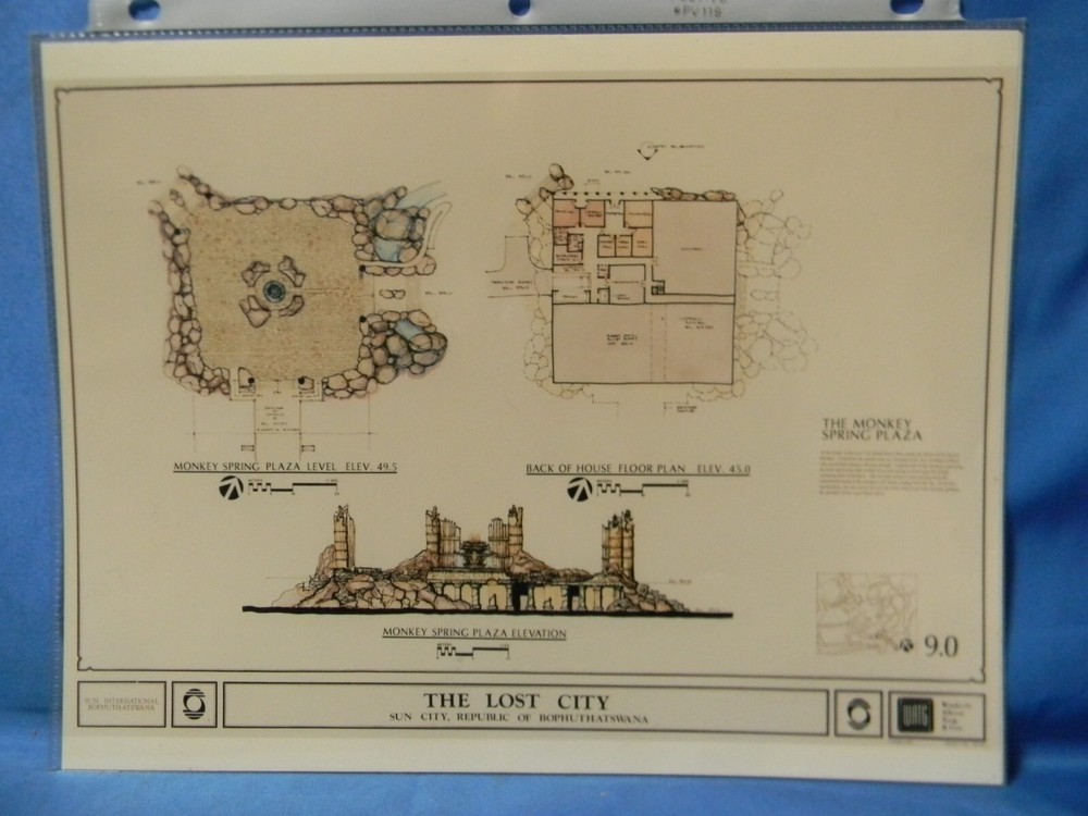 Architecture Plan SUN CITY Resort BOPHUTHATSWANA "Monkey Spring Plaza"